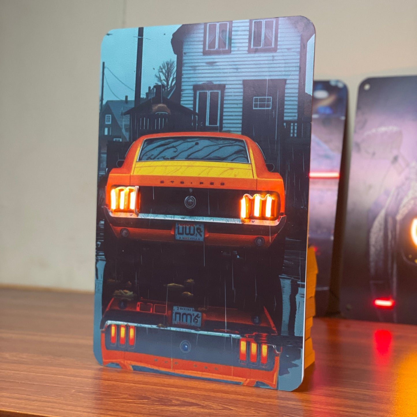 Neon Mustang Tail Light Poster: "Retro Vibes